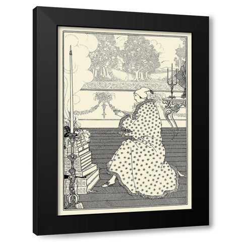 Rape of the Lock 1896 - The Barons prayer Black Modern Wood Framed Art Print by Beardsley, Aubrey