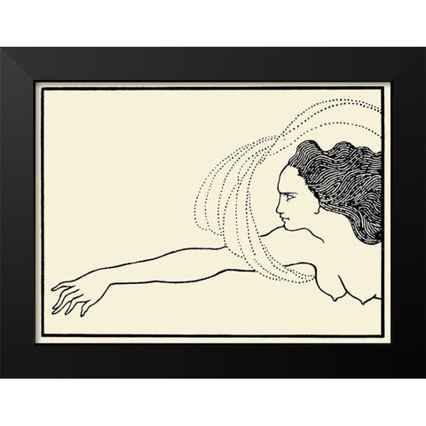 Savoy 1896 Vol.8 - Das Rheingold Flosshilde Black Modern Wood Framed Art Print by Beardsley, Aubrey