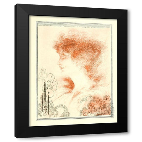 Rejane 1897 Black Modern Wood Framed Art Print with Double Matting by Beardsley, Aubrey