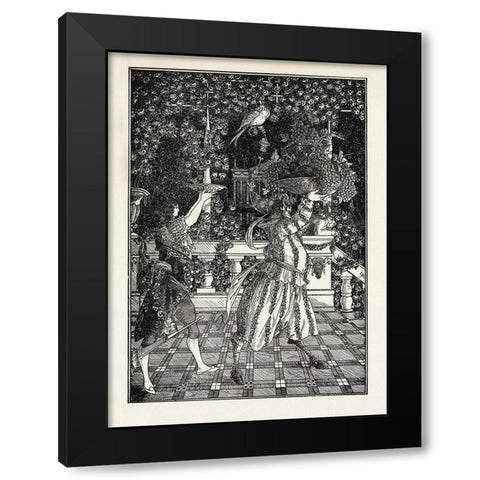 Under the Hill 1903 - Fruit Bearers Black Modern Wood Framed Art Print with Double Matting by Beardsley, Aubrey