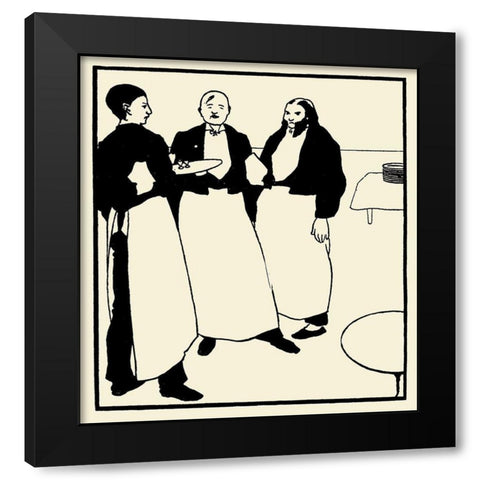 Yellow Book 1894 Vol.2 - Garcons de Cafe Black Modern Wood Framed Art Print with Double Matting by Beardsley, Aubrey