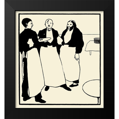 Yellow Book 1894 Vol.2 - Garcons de Cafe Black Modern Wood Framed Art Print by Beardsley, Aubrey