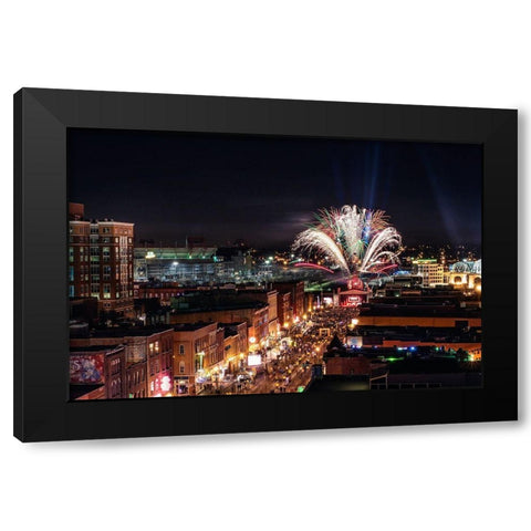 Broadway Nashville Tennessee Black Modern Wood Framed Art Print by Tennessee Picture Archive