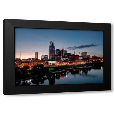 Nashville-Tennessee Skyline Black Modern Wood Framed Art Print with Double Matting by Highsmith, Carol