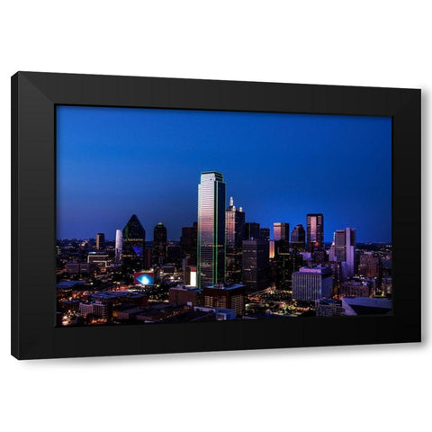 Dallas Skyline at Night Black Modern Wood Framed Art Print with Double Matting by Highsmith, Carol