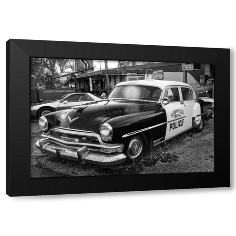 Vintage Route 66 Police Car Black Modern Wood Framed Art Print with Double Matting by Vintage Photo Archive