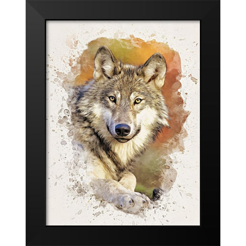Gray Wolf Black Modern Wood Framed Art Print by Alpenglow Workshop
