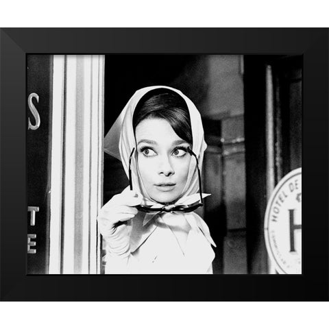 Audrey Hepburn, Charade Black Modern Wood Framed Art Print by Vintage Hollywood Archive