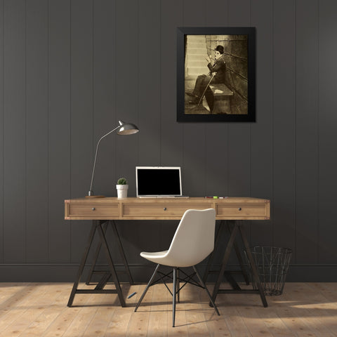 Charlie Chaplin, The New Movie, 1930 Black Modern Wood Framed Art Print by Vintage Hollywood Archive