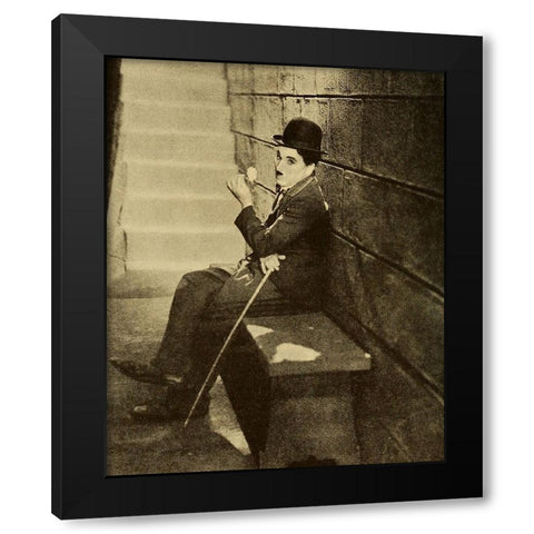 Charlie Chaplin, The New Movie, 1930 Black Modern Wood Framed Art Print by Vintage Hollywood Archive