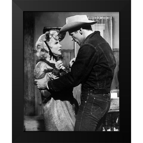 Marilyn Monroe, Don Murray, Bus Stop, 1956 Black Modern Wood Framed Art Print by Vintage Hollywood Archive