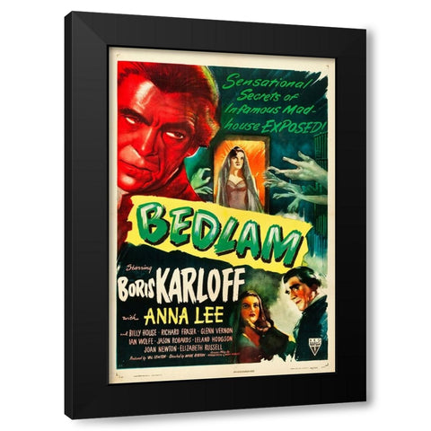 Bedlam-1945 Black Modern Wood Framed Art Print by Vintage Hollywood Archive