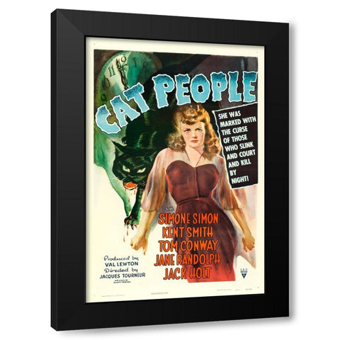 Cat People-1942 Black Modern Wood Framed Art Print with Double Matting by Vintage Hollywood Archive