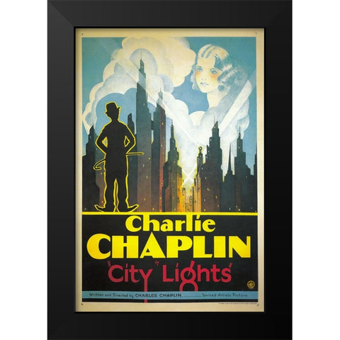 City Lights-1931 Black Modern Wood Framed Art Print by Vintage Hollywood Archive