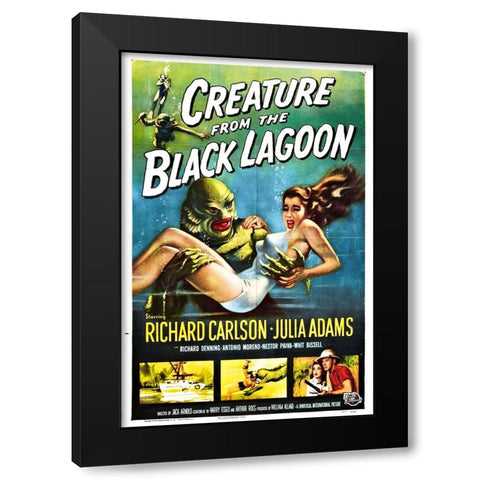 Creature from the Black Lagoon Black Modern Wood Framed Art Print with Double Matting by Vintage Hollywood Archive