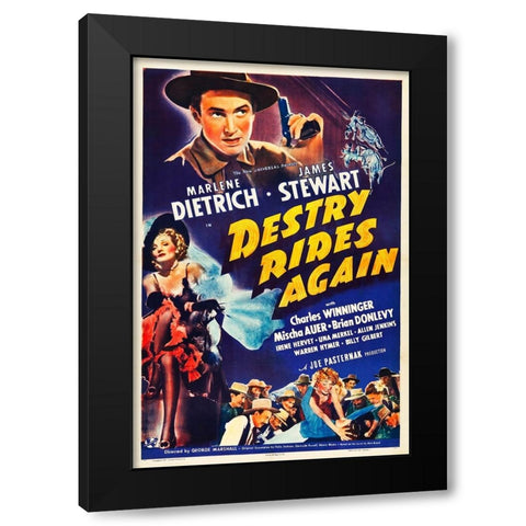 Destry Rides Again-1939 Black Modern Wood Framed Art Print by Vintage Hollywood Archive