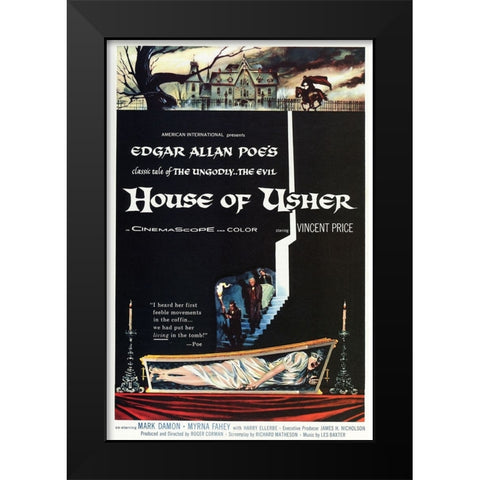 House of Usher-1960 Black Modern Wood Framed Art Print by Vintage Hollywood Archive