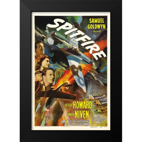 Spitfire Poster-1943 Black Modern Wood Framed Art Print by Vintage Hollywood Archive