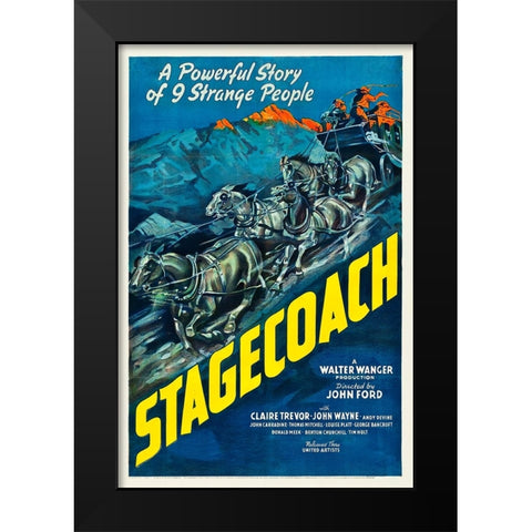 Stagecoach-1939 Black Modern Wood Framed Art Print by Vintage Hollywood Archive