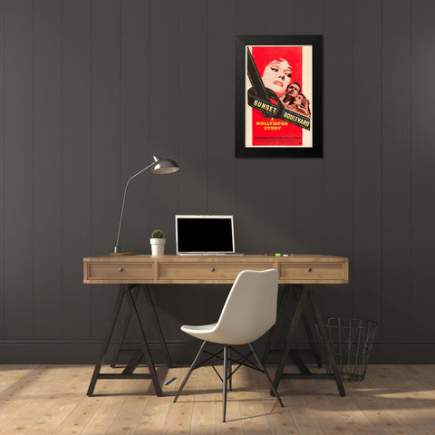 Sunset Boulevard-1950 Black Modern Wood Framed Art Print by Vintage Hollywood Archive