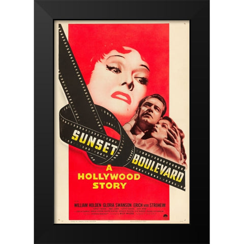 Sunset Boulevard-1950 Black Modern Wood Framed Art Print by Vintage Hollywood Archive