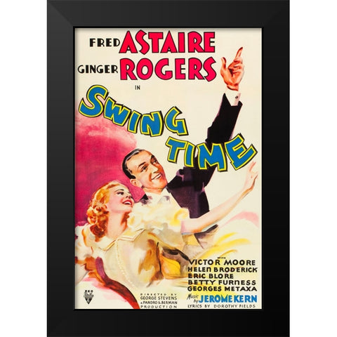 Swing Time-1936 Black Modern Wood Framed Art Print by Vintage Hollywood Archive