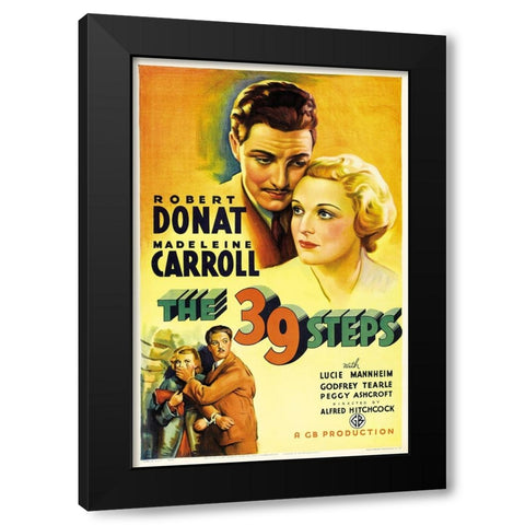 The 39 Steps-1935 Black Modern Wood Framed Art Print with Double Matting by Vintage Hollywood Archive