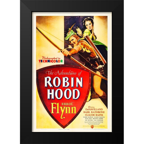 The Adventures of Robin Hood-1938 Black Modern Wood Framed Art Print by Vintage Hollywood Archive