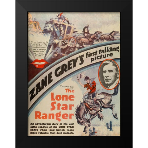 The Lone Star Ranger-1929 Black Modern Wood Framed Art Print by Vintage Hollywood Archive