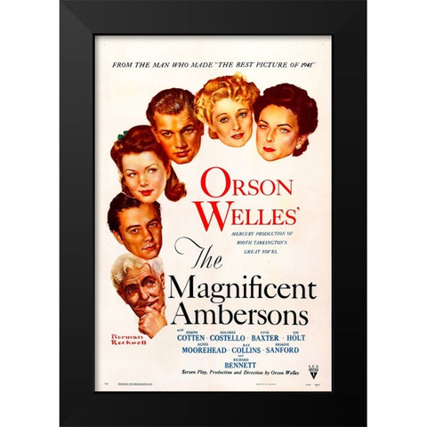 The Magnificent Ambersons-1942 Black Modern Wood Framed Art Print by Vintage Hollywood Archive