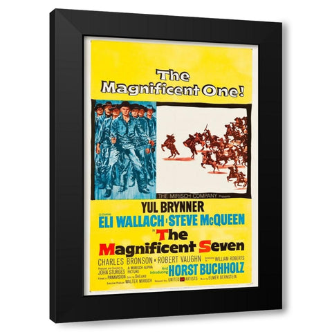 The Magnificent Seven-1960 Black Modern Wood Framed Art Print by Vintage Hollywood Archive