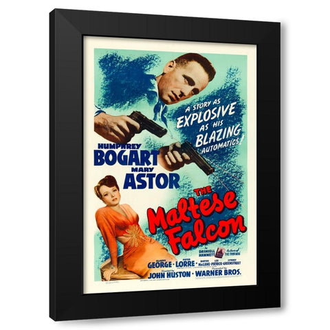 The Maltese Falcon-1941 Black Modern Wood Framed Art Print with Double Matting by Vintage Hollywood Archive