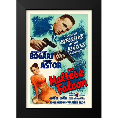 The Maltese Falcon-1941 Black Modern Wood Framed Art Print by Vintage Hollywood Archive
