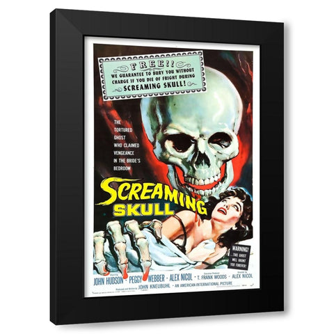 The Screaming Skull Black Modern Wood Framed Art Print by Vintage Hollywood Archive