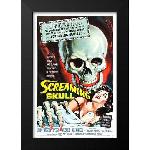 The Screaming Skull Black Modern Wood Framed Art Print by Vintage Hollywood Archive