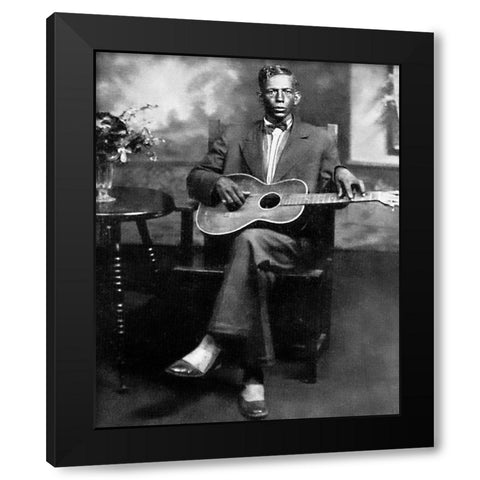 Charley Patton-1929 Black Modern Wood Framed Art Print with Double Matting by Vintage Music Archive