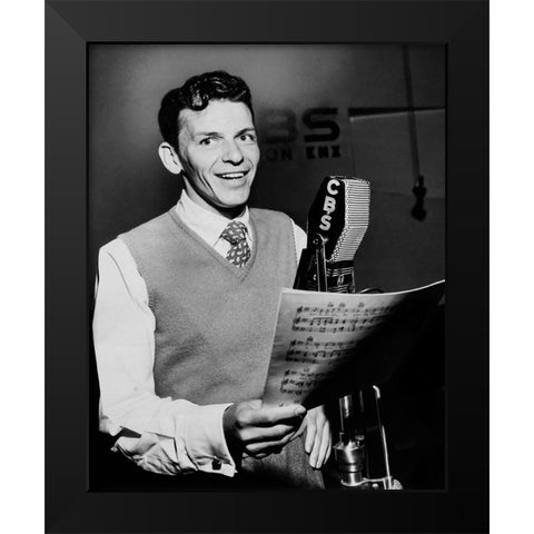 Frank Sinatra-1944 Black Modern Wood Framed Art Print by Vintage Music Archive