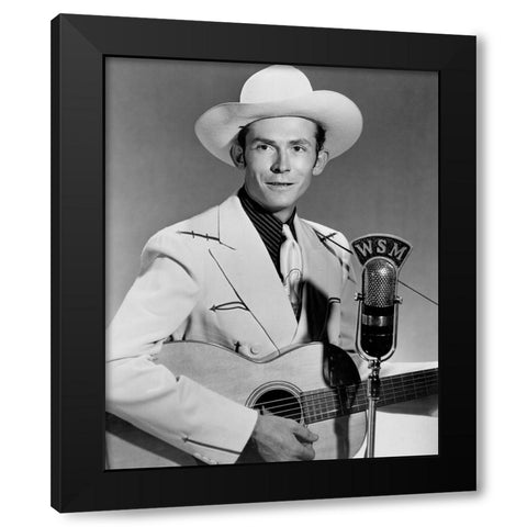Hank Williams Black Modern Wood Framed Art Print by Vintage Music Archive