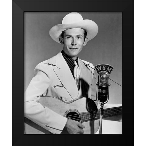 Hank Williams Black Modern Wood Framed Art Print by Vintage Music Archive
