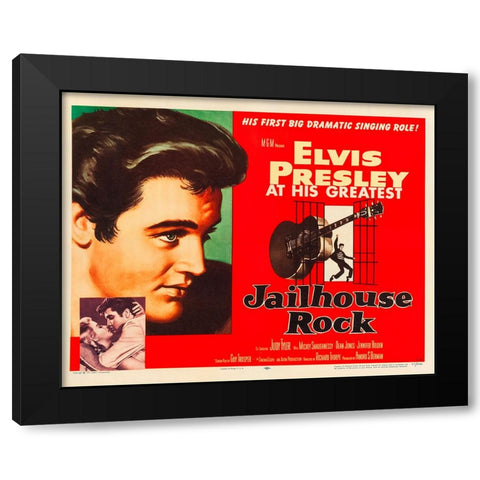 Jailhouse Rock-1957 Black Modern Wood Framed Art Print with Double Matting by Vintage Music Archive