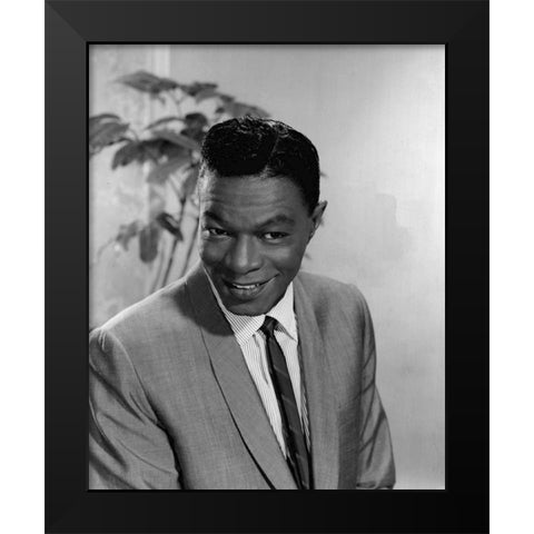 Nat King Cole-1964 Black Modern Wood Framed Art Print by Vintage Music Archive