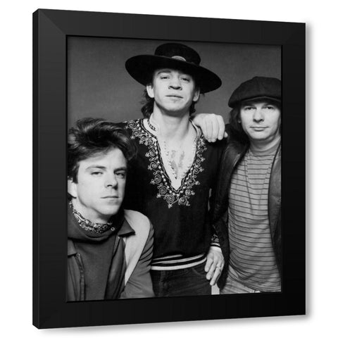 Stevie Ray Vaughn and Double Trouble-1983 Black Modern Wood Framed Art Print with Double Matting by Vintage Music Archive