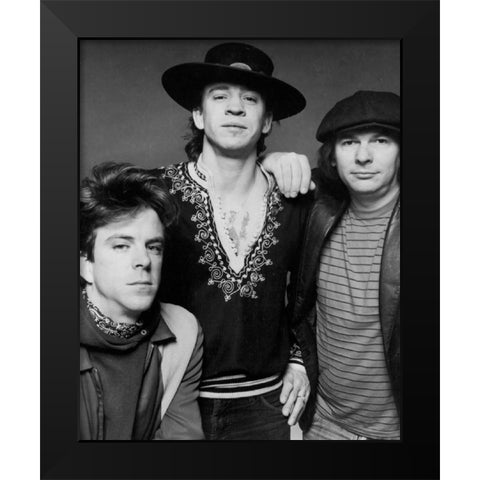 Stevie Ray Vaughn and Double Trouble-1983 Black Modern Wood Framed Art Print by Vintage Music Archive