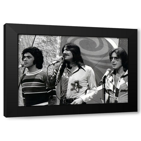 Three Dog Night-1975 Black Modern Wood Framed Art Print by Vintage Music Archive