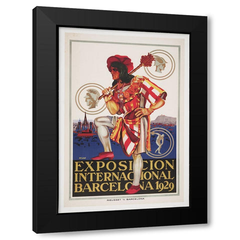 Barcelona-1929-Man Black Modern Wood Framed Art Print with Double Matting by Worlds Fair Posters