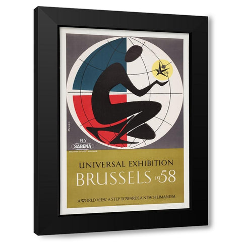 Brussels-1958 Black Modern Wood Framed Art Print by Worlds Fair Posters