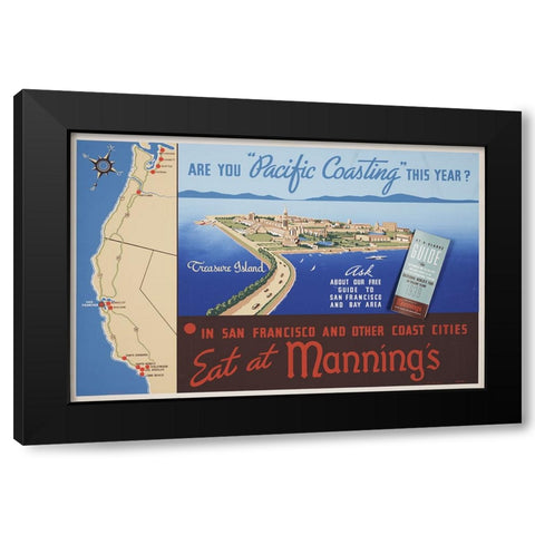 San Francisco-1939-Pacific Coasting Black Modern Wood Framed Art Print with Double Matting by Worlds Fair Posters