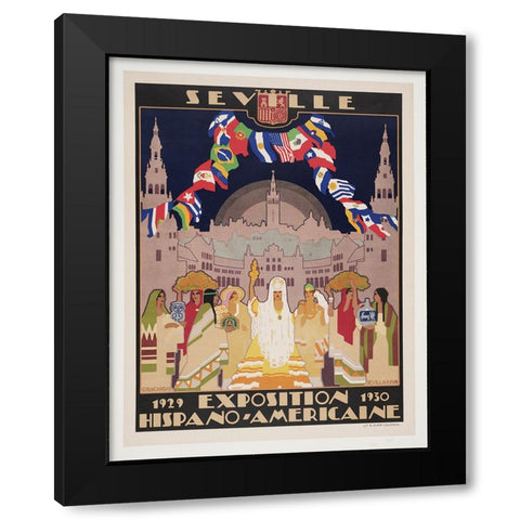 Seville Hispani-Americaine-1930 Black Modern Wood Framed Art Print by Worlds Fair Posters