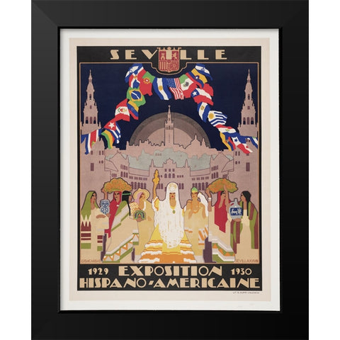 Seville Hispani-Americaine-1930 Black Modern Wood Framed Art Print by Worlds Fair Posters