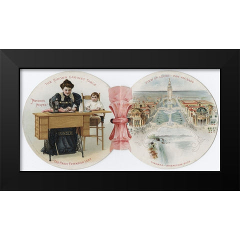 Singer ad 3 Black Modern Wood Framed Art Print by Worlds Fair Posters